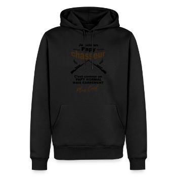 papy chasseur comme un papy normal - Sweat à capuche Premium bio Homme - noir - Devant - Nico (187cm)
