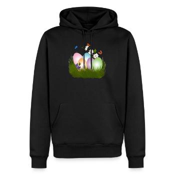 Chasse aux œufs de Pâques - Sweat à capuche Premium bio Homme - noir - Devant - Nico (187cm)