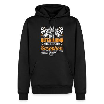 Saxophon Musiker Mann Männer Spruch - Männer Premium Bio Hoodie - Schwarz - Vorne - Nico (187cm)