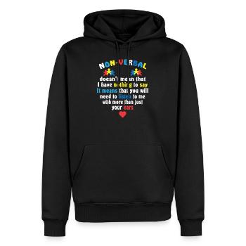 Moyens non verbaux dont vous aurez besoin de m'écouter - Sweat à capuche Premium bio Homme - noir - Devant - Nico (187cm)