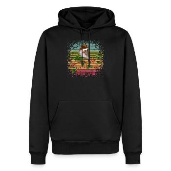 Bunter Vogel - Männer Premium Bio Hoodie - Schwarz - Vorne - Nico (187cm)