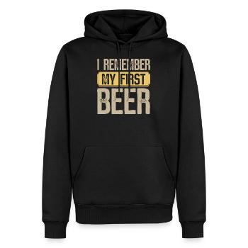 Je me souviens de ma première citation de bière - Sweat à capuche Premium bio Homme - noir - Devant - Nico (187cm)