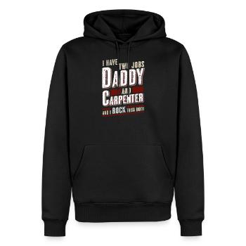 Papa et menuisier - Sweat à capuche Premium bio Homme - noir - Devant - Nico (187cm)