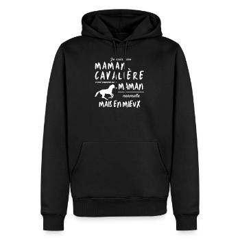 Maman cavalière maman normal cadeau humoristique - Sweat à capuche Premium bio Homme - noir - Devant - Nico (187cm)