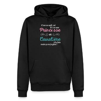 Princesse et cavalière cadeau humoristique - Sweat à capuche Premium bio Homme - noir - Devant - Nico (187cm)