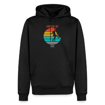 Living on the edge cadeau sort Escalade montagne - Sweat à capuche Premium bio Homme - noir - Devant - Nico (187cm)