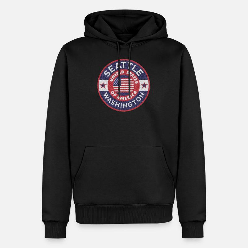 SEATTLE - Männer Premium Bio Hoodie - Schwarz