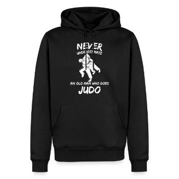 Judo vieil homme citation drôle disant cool humour amusant Jo - Sweat à capuche Premium bio Homme - noir - Devant - Nico (187cm)