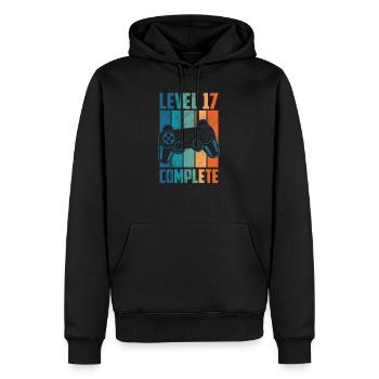 Cadeau de jeu complet 17e anniversaire niveau 17 - Sweat à capuche Premium bio Homme - noir - Devant - Nico (187cm)
