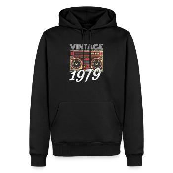 Vintage 1979 79 Anniversaire Rétro Millésime cadeau - Sweat à capuche Premium bio Homme - noir - Devant - Nico (187cm)