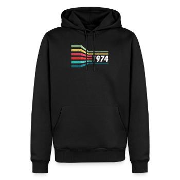 Vintage 1974 74 Birthday Retro Vintage Gift - Men’s Premium Organic Hoodie - black - Front - Nico (187cm)