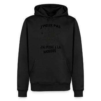 J ai peche a la mouche - Sweat à capuche Premium bio Homme - noir - Devant - Nico (187cm)