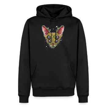 Drôle alien chat cadeau d’illustration pour - Sweat à capuche Premium bio Homme - noir - Devant - Nico (187cm)