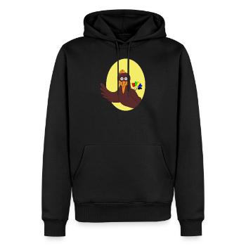 Ein Huhn sagt Hallo - Männer Premium Bio Hoodie - Schwarz - Vorne - Nico (187cm)