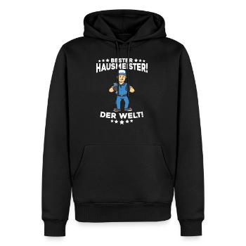 Bester Hausmeister der Welt Lustiger Spruch - Männer Premium Bio Hoodie - Schwarz - Vorne - Nico (187cm)