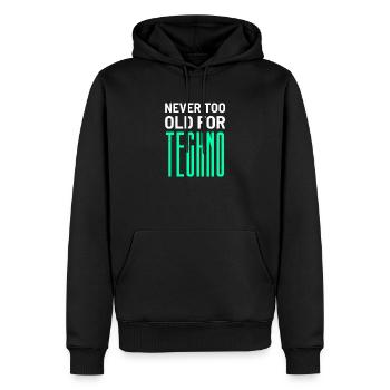 Techno Vieux Raver musique festival house cadeau - Sweat à capuche Premium bio Homme - noir - Devant - Nico (187cm)