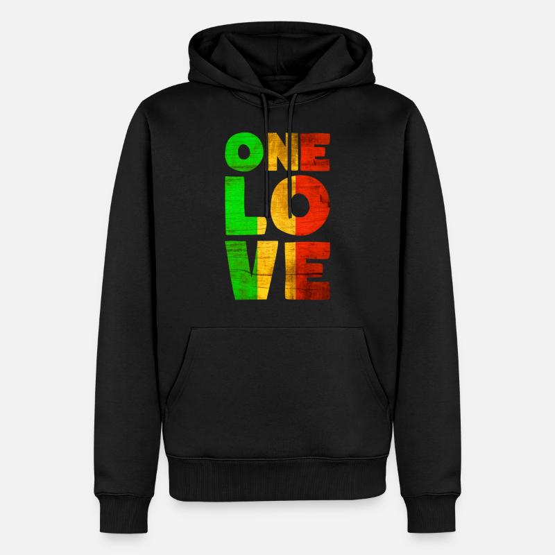 Rastafari ONE LOVE Reggae Style - Sweat à capuche Premium bio Homme - noir