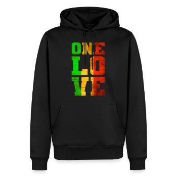 ONE LOVE Reggae Music - Men’s Premium Organic Hoodie - black - Front - Nico (187cm)