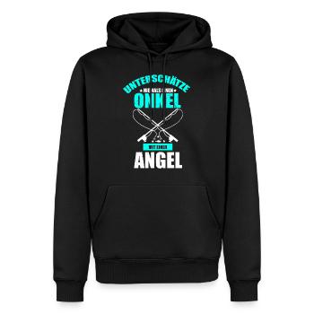 Unterschaetze niemals Onkel mit einer Angel - Männer Premium Bio Hoodie - Schwarz - Vorne - Nico (187cm)