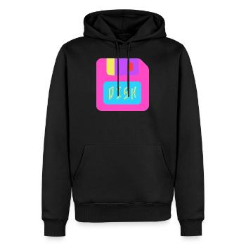 Disque - Sweat à capuche Premium bio Homme - noir - Devant - Nico (187cm)