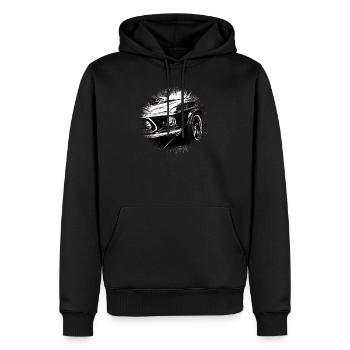 Voiture - Sweat à capuche Premium bio Homme - noir - Devant - Nico (187cm)