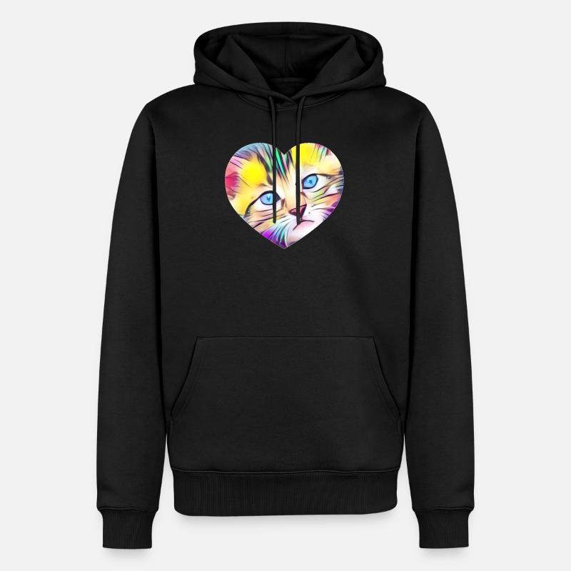 Chat - Sweat à capuche Premium bio Homme - noir