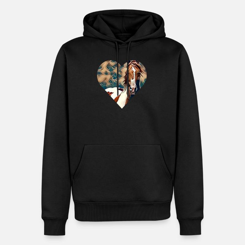 Pferd - Männer Premium Bio Hoodie - Schwarz