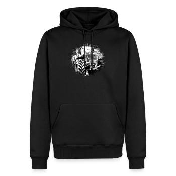 Tracteur - Sweat à capuche Premium bio Homme - noir - Devant - Nico (187cm)
