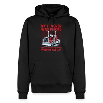 My Teacher Was Wrong - Sweat à capuche Premium bio Homme - noir - Devant - Nico (187cm)