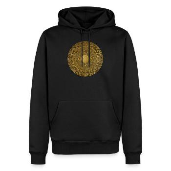 Greek ornament, ornement grec, symbole d’or - Sweat à capuche Premium bio Homme - noir - Devant - Nico (187cm)