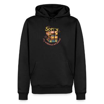 Désolé, mes week-ends sont réservés - Sweat à capuche Premium bio Homme - noir - Devant - Nico (187cm)