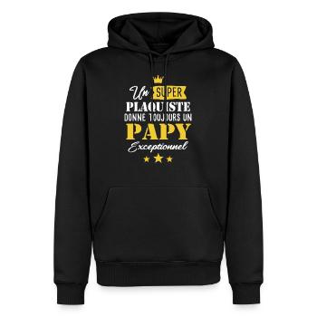 Papy plaquiste cadeau drôle humour papi retraite - Sweat à capuche Premium bio Homme - noir - Devant - Nico (187cm)