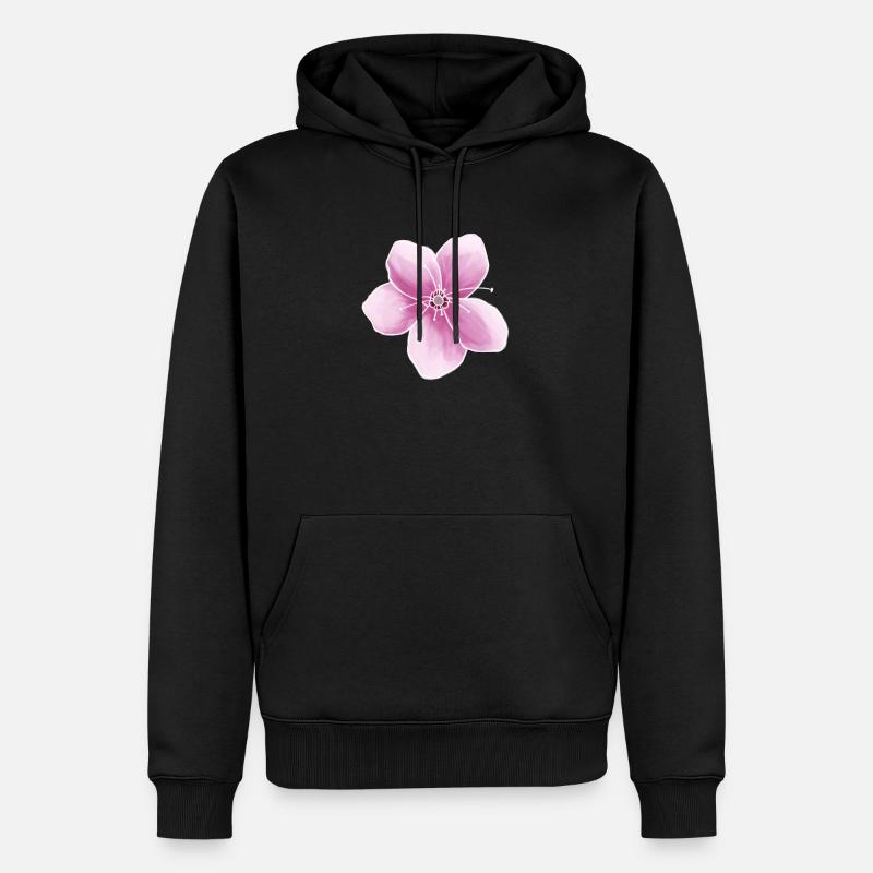 fleur de cerisier japon rose - Sweat à capuche Premium bio Homme - noir