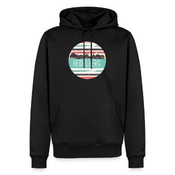 heidelberg, skyline, streifen, retro, vintage - Männer Premium Bio Hoodie - Schwarz - Vorne - Nico (187cm)