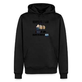 Newton's 1st Law, a Body in Rest wants To stay at - Men’s Premium Organic Hoodie - black - Front - Nico (187cm)
