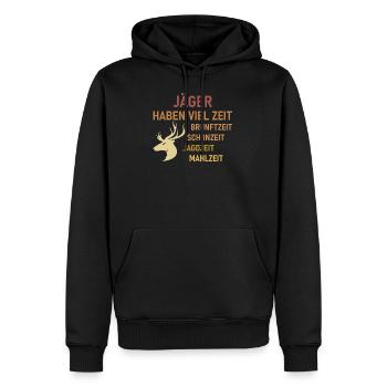 Jäger haben viel zeit Geschenk Jagd Wildschwein - Männer Premium Bio Hoodie - Schwarz - Vorne - Nico (187cm)