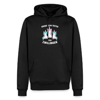 Große Schwester von Zwillingen Schwangerschaft - Männer Premium Bio Hoodie - Schwarz - Vorne - Nico (187cm)