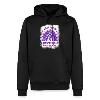 We Wear Purple For Fibromyalgia - Männer Premium Bio Hoodie - Schwarz - Vorne - Nico (187cm)