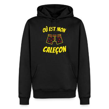 Où est mon caleçon - caleçon à pois - Sweat à capuche Premium bio Homme - noir - Devant - Nico (187cm)