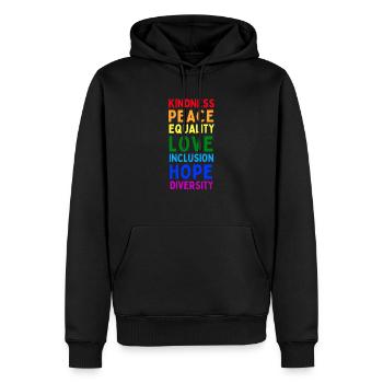 lgbtq, lgbt, gay pride, gay, arc-en-ciel, pride - Sweat à capuche Premium bio Homme - noir - Devant - Nico (187cm)