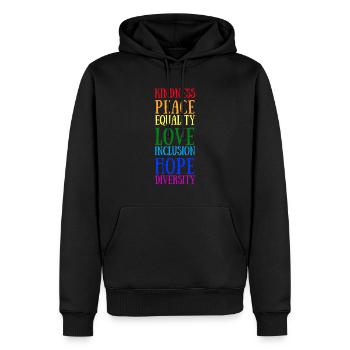 lgbtq, lgbt, gay pride, gay, arc-en-ciel, pride - Sweat à capuche Premium bio Homme - noir - Devant - Nico (187cm)