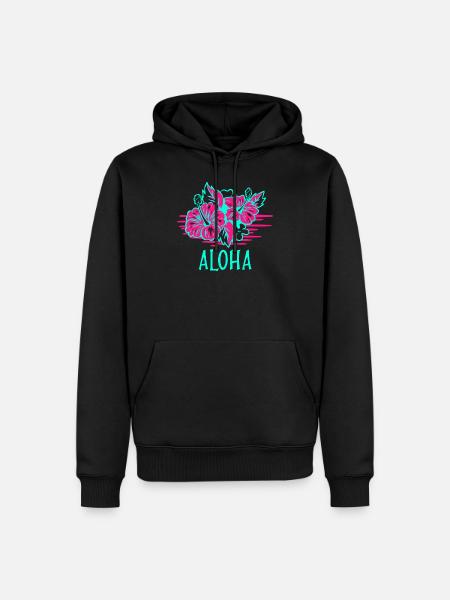 Aloha Hibiskus Floral Hawaii Geschenk Surfer kona - Männer Premium Bio Hoodie - Schwarz