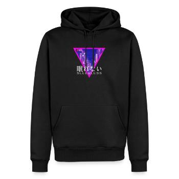 Vaporwave Osaka Tokio 80s 90s sleepless - Männer Premium Bio Hoodie - Schwarz - Vorne - Nico (187cm)