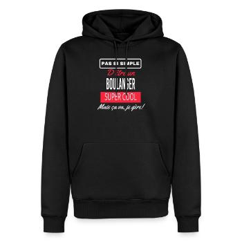 pas si simple BOULANGER - Sweat à capuche Premium bio Homme - noir - Devant - Nico (187cm)