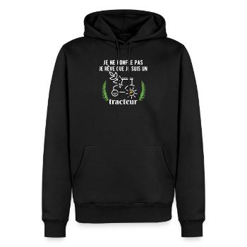 Ich schnarche nicht, ich träume, dass ich ein Traktor bin. - Männer Premium Bio Hoodie - Schwarz - Vorne - Nico (187cm)