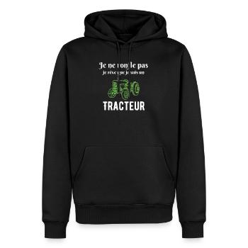 Ich schnarche nicht, ich träume, dass ich ein Traktor bin. - Männer Premium Bio Hoodie - Schwarz - Vorne - Nico (187cm)