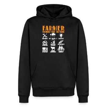 Farmer I’m More Than You Think - Sweat à capuche Premium bio Homme - noir - Devant - Nico (187cm)