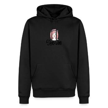 She Can - Männer Premium Bio Hoodie - Schwarz - Vorne - Nico (187cm)