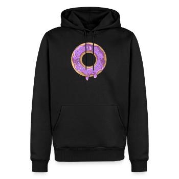 Dripping donut with purple glaze - Men’s Premium Organic Hoodie - black - Front - Nico (187cm)