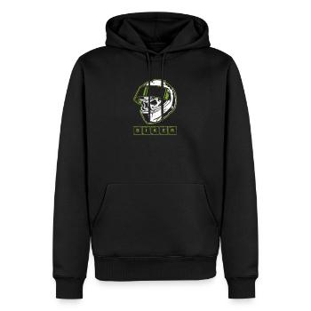 Biker - Sweat à capuche Premium bio Homme - noir - Devant - Nico (187cm)